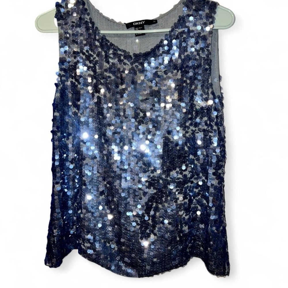 DKNY Vintage Sparkly Silk embellished sequin Sleeveless Tank Camisole